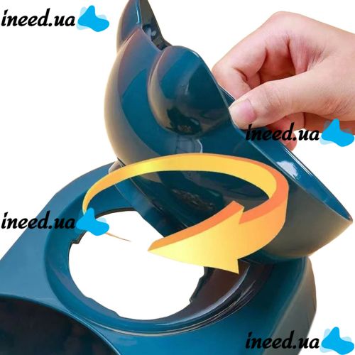 Потрійна годівниця для води з кормом Cat Bowl with Water Dispenser з автоматичною поїлкою 500мл для собак і кішок, поїлка з двома мисками для корму