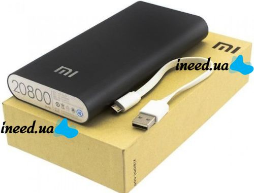 Портативное зарядное устройство Xiaomi MI Power Bank 20800 mAh внешний аккумулятор, зарядка для телефона IOS Android повербанк 2.1А USB Черный