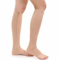 Компрессионные гольфы от варикоза Zip Sox, облегающие лечебные чулки, носки для фиксации лодыжек Зип Сокс со змейкой, Бежевые S/M, L/XL