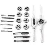 Tap and Die Set M3-M12 20 pieces set of steel taps and dies for metric thread cutting in a case with sword and lancet