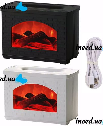Зволожувач повітря камін з ефектом полум'я Fireplace Humidifier LT-9058 270 мл нічник аромадифузор з імітацією вогню і світлодіодним підсвічуванням USB
