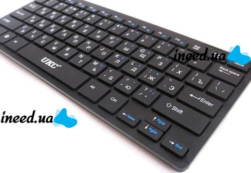 Комплект бездротова ультратонка Bluetooth клавіатура і миша UKC WI1214 Black набір 2 в 1 для ПК комп'ютера ноутбука з USB адаптером 2.4 GHz Чорний