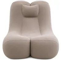 Inflatable Lounge Chair DL-484 (up to 115 kg) for Relaxation—Single-Seater Frameless Sofa with Headrest, 115×96×75 cm, Beige