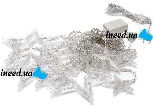 Внутрішня кольорова гірлянда завісу зірки Star Style 2.5х1 м 138 LED діодів M, Світлодіодна RGB гірлянда-завісу 12 зірок на вікно 2. 5мх1м 220V