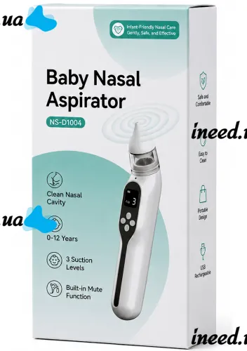 Детский аккумуляторный назальный аспиратор Baby Nasal Aspirator NS-D1004 электрический соплеотсос для носа с насадками и встроенной музыкой от USB
