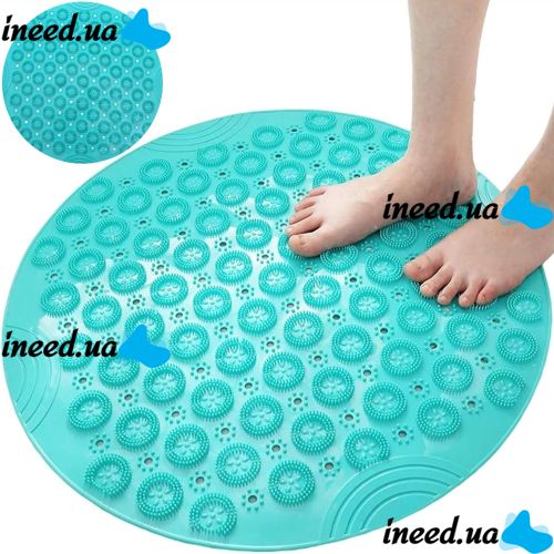 Нековзний килимок для душу Massage Foot Rad 35 см, силіконовий, масажний килимок-щітка для стоп, круглий, гумовий килимок для ванни на присосках