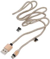 Магнітна зарядка для телефону Hoco X - cable Magnetic 3 в 1 круглий USB кабель micro lightning type-c 1 м шнур з LED підсвічуванням M3 для Android IOS