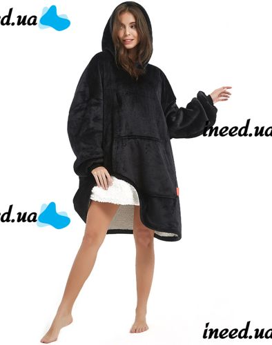 Толстовка-плед с капюшоном Huggle Hoodie Ultra Plush Blanket 2 в 1 унисекс оверсайз толстовка худи плюшевый плед с рукавами на флисе 74Х110 см Черный