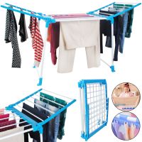 Підлогова розкладна сушарка для білизни Clothes Dryer HP227 Blue 172х60х87 см посилена складна сушка для речей, вішалка для одягу до 15 кг Синя