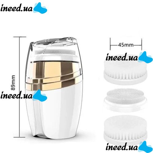 Акумуляторна масажна щітка 3 в 1 Sonic Facial Cleansing Drush With LT - 606 для особи з насадками, Професійна електрична щітка для вмивання