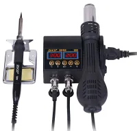 Thermo-air soldering station JCD 8898 2in1 80W soldering iron and 750W thermofan with temperature control and display for SMD soldering and electronics repair.