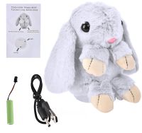 Музичний плюшевий зайчик Repeat Happy Rabbit FJ8888 White дитяча м'яка іграшка заєць із підсвічуванням і звуковими ефектами на акумуляторі від USB