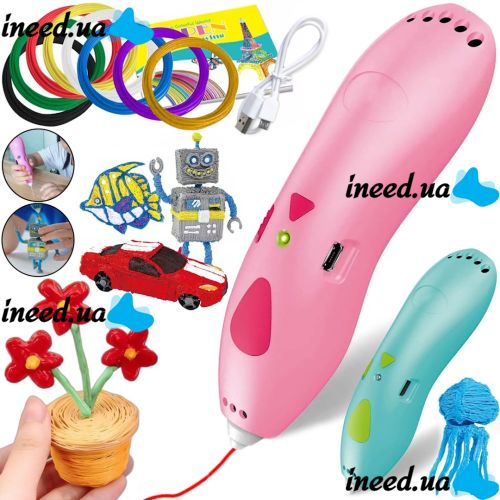 Акумуляторна ручка з трафаретами 3D Painting Pen K9901 500 mAh бездротова низькотемпературна 3Д ручка для об'ємного малювання моделей пластиком