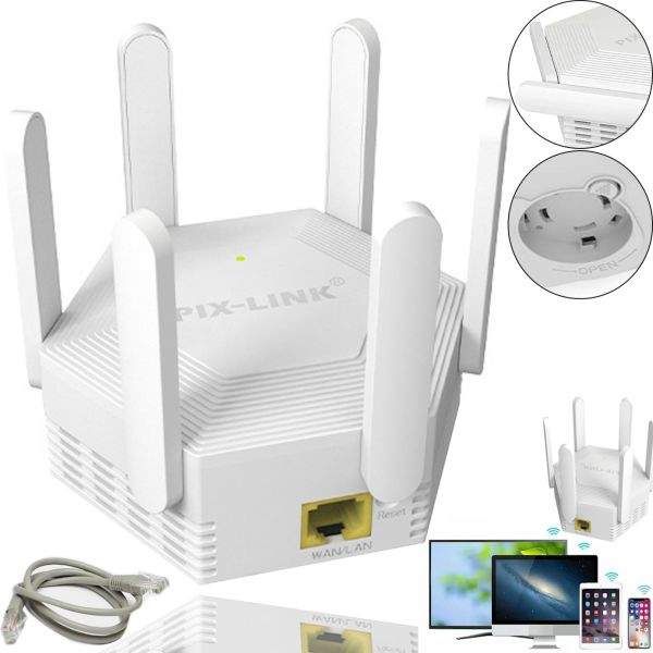 Беспроводной WI-FI репитер усилитель сигнала Repeater AND LV-WR56T до 300 Мбит/с WLAN ретранслятор расширитель диапазона вай фай роутера 6 антенн