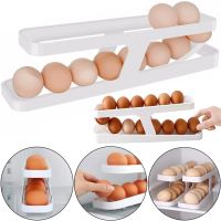 Полиця органайзер для зберігання яєць Egg Dispenser AND568 дворівневий харчової контейнер з автоматичною подачею, лоток в холодильник на 2 рівня