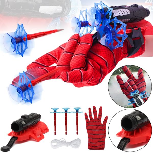 Детская игрушка перчатка бластер Человек Паук Spider Wrist Transmitter AND-5659 игрушечный пистолет на руку с арбалетом и 3 присосками Спайдер мен