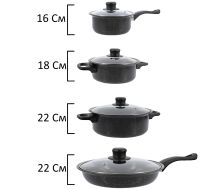 Kitchen tableware set 13 in 1 Royal Mark LY-381 with non-stick coating, Set of 13 items pot, frying pan and kitchen utensils 
