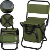 Camping folding chair Kangaroo Stenson MH-3071 up to 110 kg with 10L bag, Folding chair 35x26x58 cm with backrest for fishing and picnic Green
