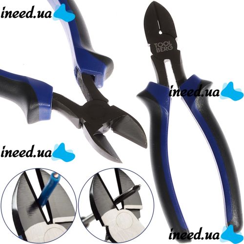 Tool Berg Side Cutters for cutting metal products 160 mm Side Diagonal Wire Cutters for cutting wires, cables and shells Blue