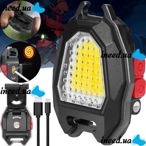 Нагрудний акумуляторний LED ліхтарик брелок Police Lamp W5144 з прикурювачем і свистком, похідний ліхтар із запальничкою і брелоком 7 режимів від USB