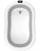 Smart Babyhood BH-334G folding baby bathtub for babies with LED thermometer, cushion and shower handle Grey