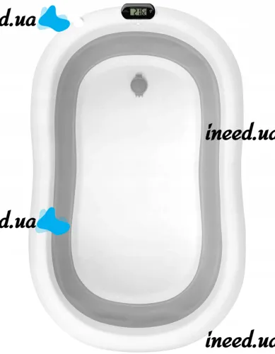Smart Babyhood BH-334G folding baby bathtub for babies with LED thermometer, cushion and shower handle Grey