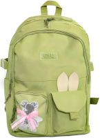 School bag Set Fashion SG5017 4 in 1 for girls, teenage school kit, backpack for 16 liters shopper bag pencil case, satchel with Green badge