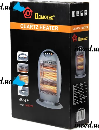 Floor infrared halogen heater Domotec MS-5951 1200W 3 power modes, tabletop quartz electric heater from the mains 1200W