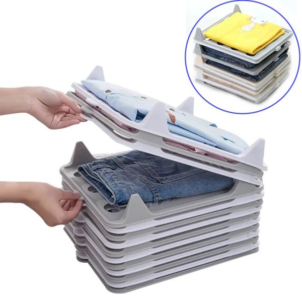 Multifunctional Folding Organizer Fold Pot for T-shirts and shirts in the closet 6 pcs, Plastic Folding Divider for Storing clothes