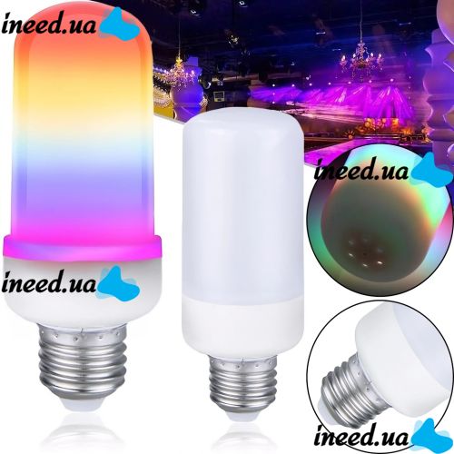 LED Decorative Bulb LED Flame Light E27 9W with RGB Corn-shaped Flame Effect in the Cartridge 2200K Color Lamp with Imitation Fire
