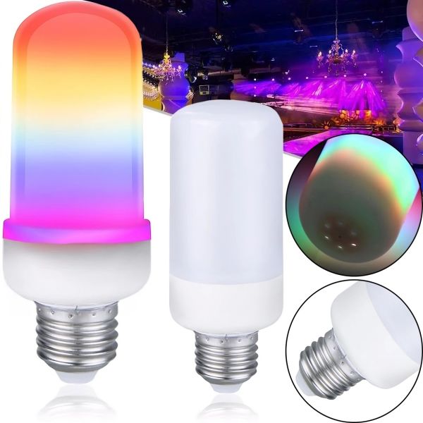 Светодиодная декоративная лампочка LED Flame Light E27 9W с RGB эффектом пламени в форме кукурузы в патрон Цветная лампа 2200K с имитацией огня