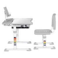 Bambi M 4818-4 Children's Desk and Chair Set—School Desk and Height-Adjustable Chair with Bookrest, for Ages 3 and Up, NJ-492, Gray