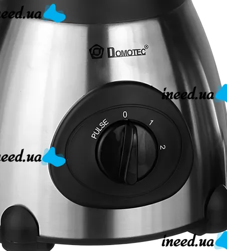 Кухонний блендер з чашею Domotec MS-6608 на 1.5л 1000W стаціонарний подрібнювач з ножами для льоду на 2 швидкості від мережі Сріблястий
