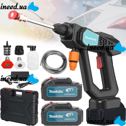 Бездротова мийка високого тиску Makita DHW050ZK 48V 2AH 2 акумулятора для мийки авто, акумуляторна Автомийка розпилювач Макіта AK47 в кейсі