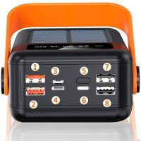 Portable Charger Power Bank Voltronic YM-635CX 50000mAh with Solar Panel and Solar Flashlight External Battery Powerbank for Charging