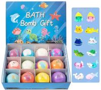 Подарочный набор бомбочек Bath Bomb Gift 12 штук для ванны с игрушкой сюрпризом, детские спа бомбочки шарики Морские жители для ванной с игрушками
