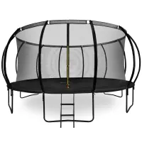 Детский батут TK-Sport B-10244 244 см до 150 кг с защитной сеткой и мягкой обшивкой, Круглый батут на пружинах с лестницей для дома и улицы черный
