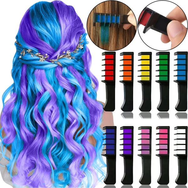 Набор мелков расчесок Hair chalk 10 шт с разноцветными красителями для окрашивания волос, Разноцветные мелки для окраски детей и взрослых