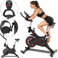 Atleto ES-7622K Mechanical Exercise Bike (up to 100 kg) with a display for heart rate, calories, and time; Spin bike for cardio workouts and rehabilitation