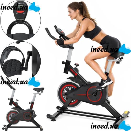 Atleto ES-7622K Mechanical Exercise Bike (up to 100 kg) with a display for heart rate, calories, and time; Spin bike for cardio workouts and rehabilitation