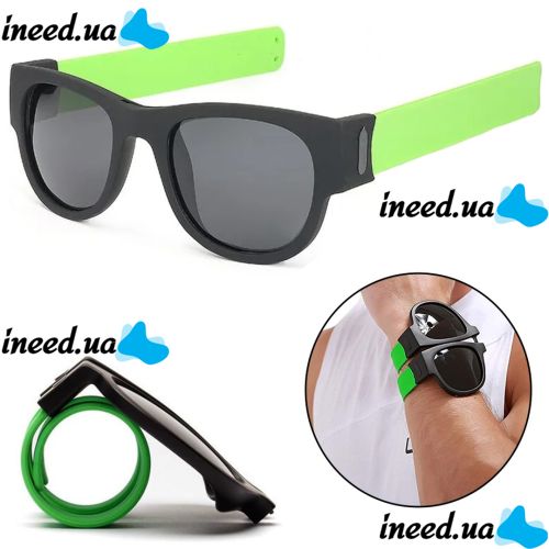 Гнучкі сонцезахисні окуляри браслет Clix Out Sunglasses для чоловіків і жінок, спортивні окуляри-браслет трансформер з гнучкими дужками, зелені