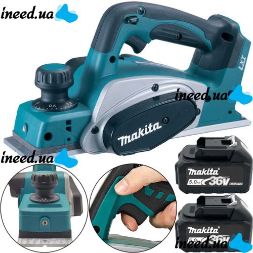 Акумуляторний рубанок по дереву Makita DKP180 36V 5AH 2 акумулятори Бездротовий електрорубанок Макіта PCP36V 11000 об/хв 36В 5Ач в кейсі Синій