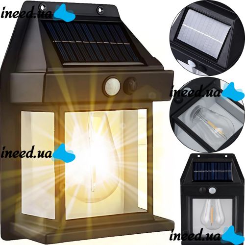 Уличный настенный светильник COBA Solar Wall Lamp HW-666-1W на солнечной батарее, Аккумуляторная фасадная лампа с датчиком движения KT-666
