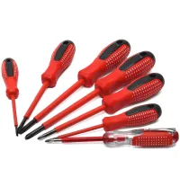 Набор диэлектрических отверток Screwdriver Set 7653 7 предметов, ручной комплект инструментов с диэлектрическим покрытием в чехле для защиты от тока