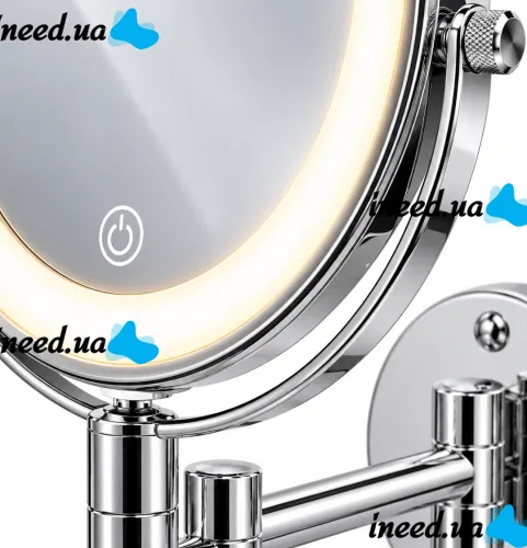 Frap F6108 20 cm Cosmetic Wall Mirror for Makeup and Shaving, Swivel Mirror with LED Lighting and 3× Magnification Wall Makeup Mirror M1002