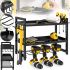 Carro MZY-856 3-Tier Wall-Mounted Tool Organizer, Metal Hanging Shelf for Storing Power Tools and Accessories in the Garage