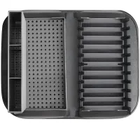 Настольная сушилка для посуды Scalable Drain Rack 0578 кухонный органайзер с поддоном и ковриком из микрофибры для хранения и сушки приборов Серый