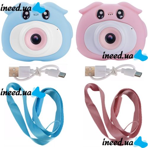 Дитячий цифровий фотоапарат Infinity Kids Camera D300 Pig з іграми, Селфі камерою і відео зйомкою, акумуляторна камера для дітей від 3-х років USB
