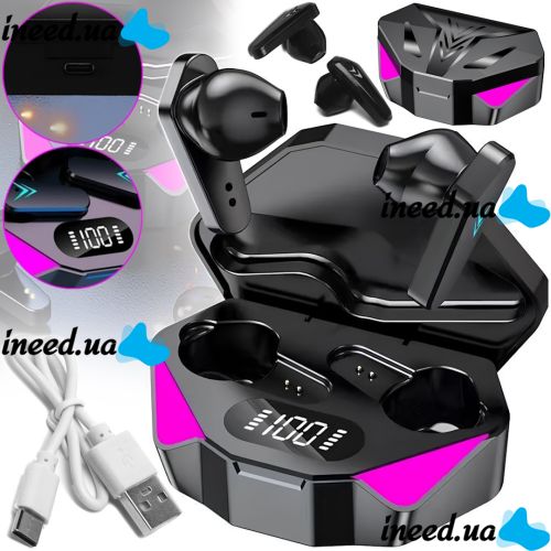 Wireless Gaming Headphones Wireless Headset TWS X15 Touch Bluetooth Headset with RGB LED Backlight and Noise Reduction in a USB HA-137 Case