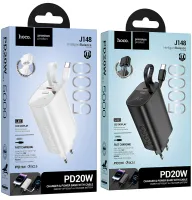 Мережевий зарядний пристрій Hoco J148 PD20W Power Bank 5000 mAh портативний зовнішній акумулятор Type-C повербанк з кабелем і адаптером для зарядки